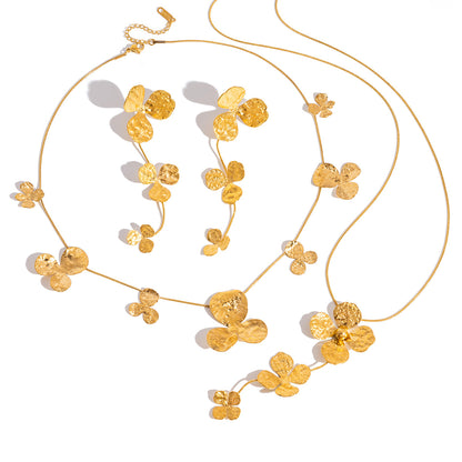 Multi-Layer Metal Petal Tassel Earrings