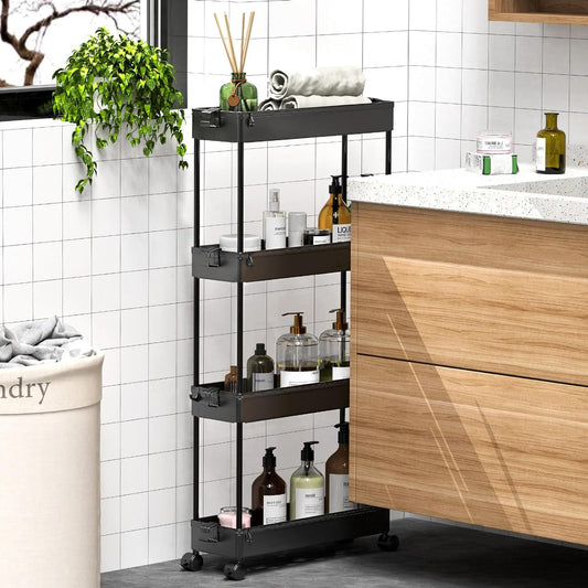 Multi-Layer Mobile Storage Trolley for Home Organization
