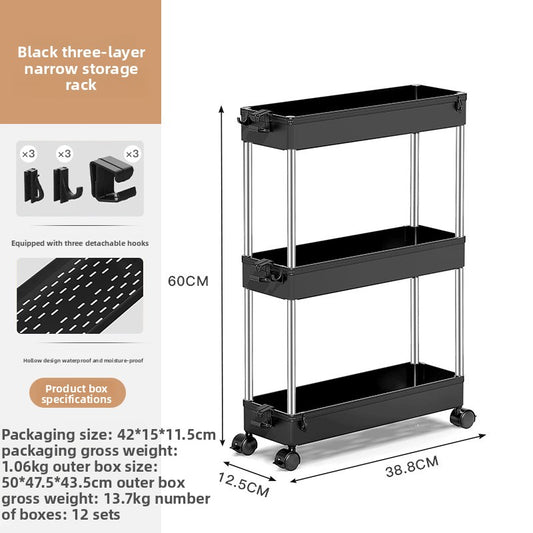 Multi-Layer Mobile Storage Trolley for Home Organization