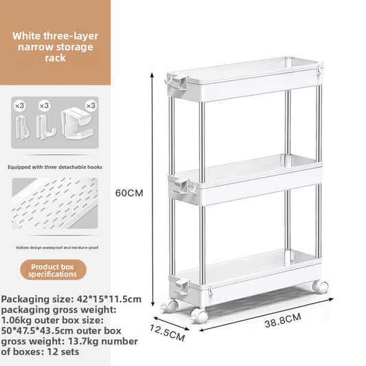Multi-Layer Mobile Storage Trolley for Home Organization