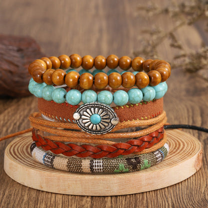 Multi-Layer Retro Beaded Feather Bracelet