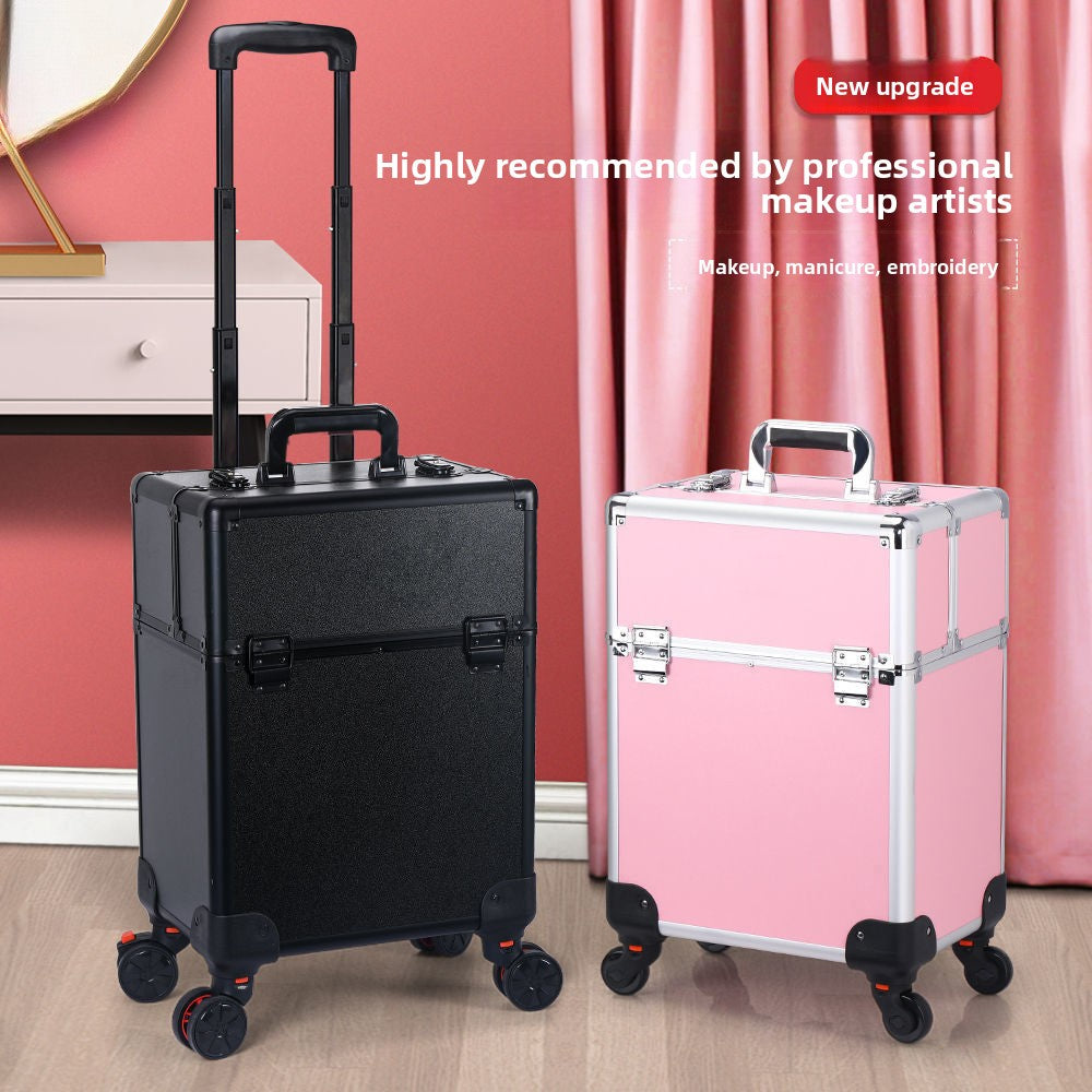 Multi-layered and multi-functional handle luggage for makeup cases