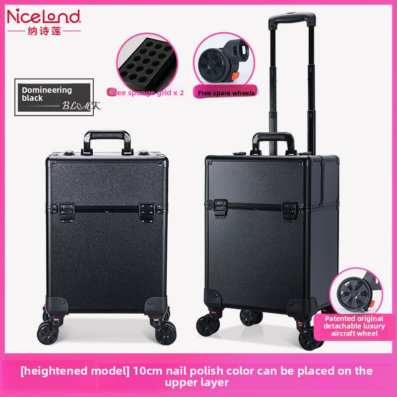 Multi-layered and multi-functional handle luggage for makeup cases
