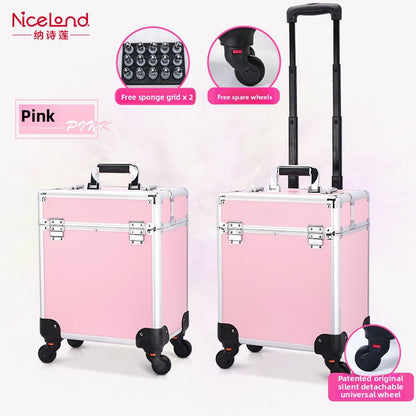 Multi-layered and multi-functional handle luggage for makeup cases