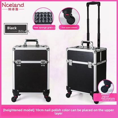 Multi-layered and multi-functional handle luggage for makeup cases