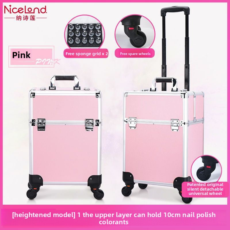 Multi-layered and multi-functional handle luggage for makeup cases