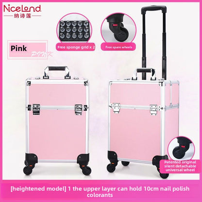 Multi-layered and multi-functional handle luggage for makeup cases