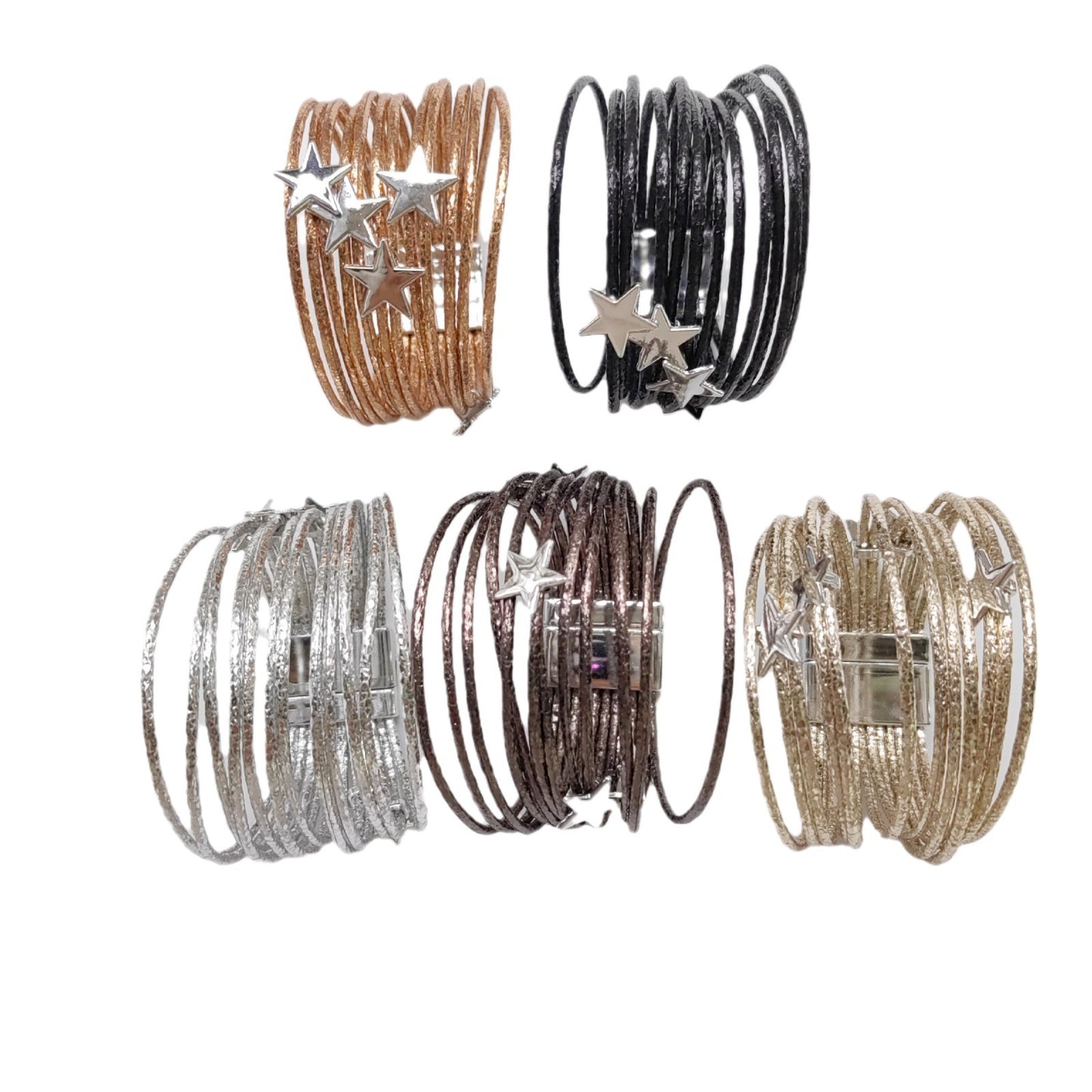 Multi-layered round bar bracelet