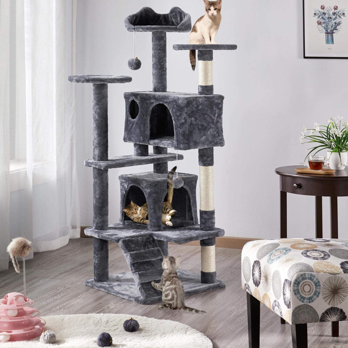 Multi-level cat tree saves floor space