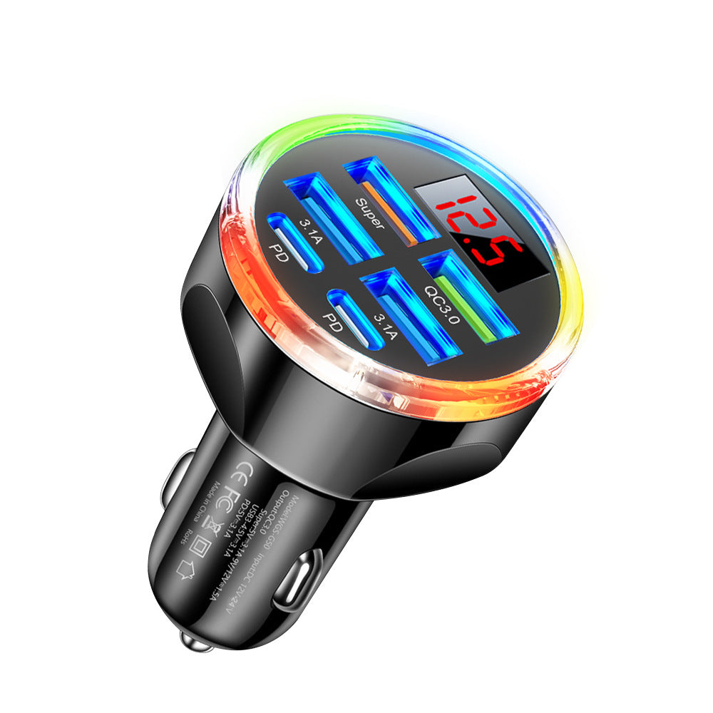 Multi Port Car Charger with Digital Display