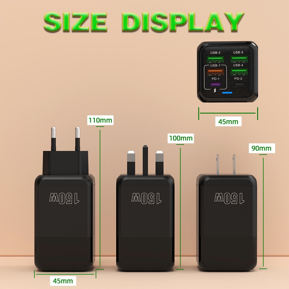 Multi-Port Fast Charging Mobile Phone Charger, 5V/2.4A, EU/UK Standard