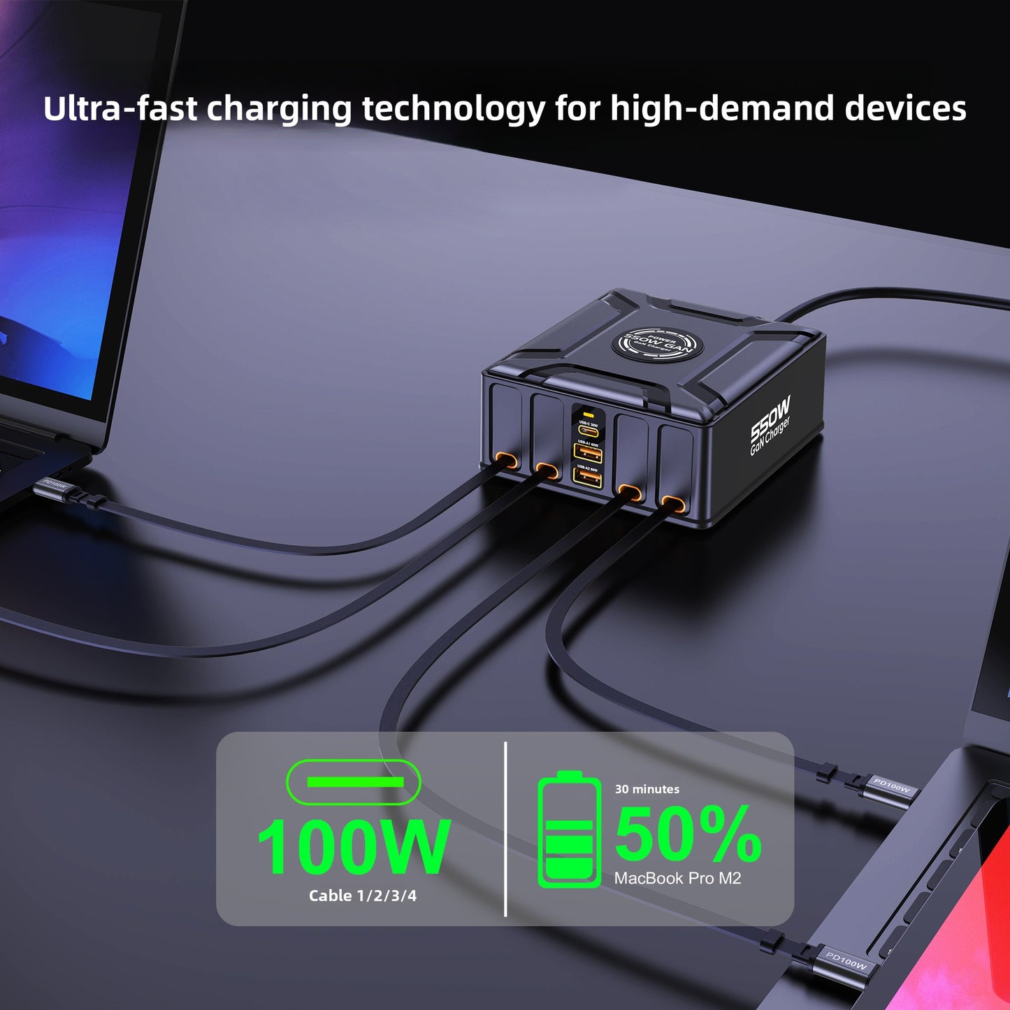 Multi-Port GaN Fast Charger with Retractable Cable