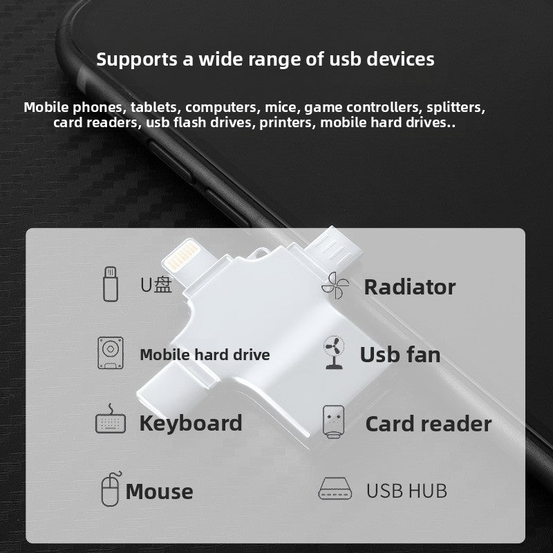 Multi-Port OTG Adapter for Android Apple Type-C Devices