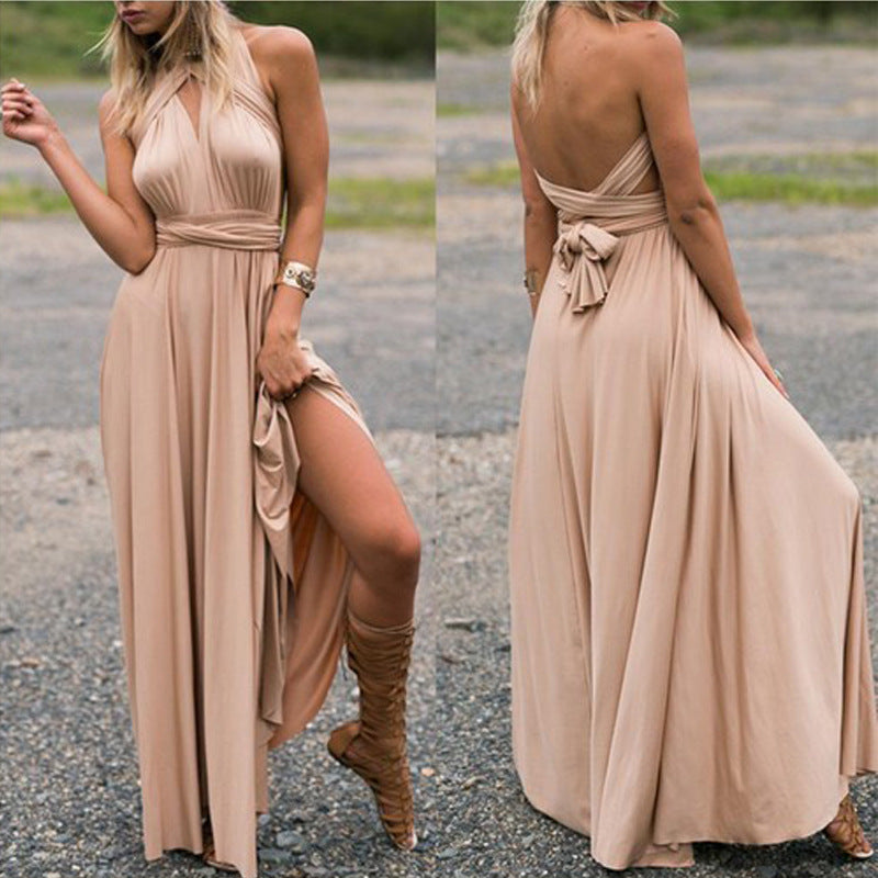 Multi-rope Backless Sexy Bandage Dress Long Dress