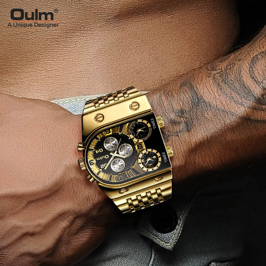 Multi-Time Zone Luminous Men's Watch with Stainless Steel Band
