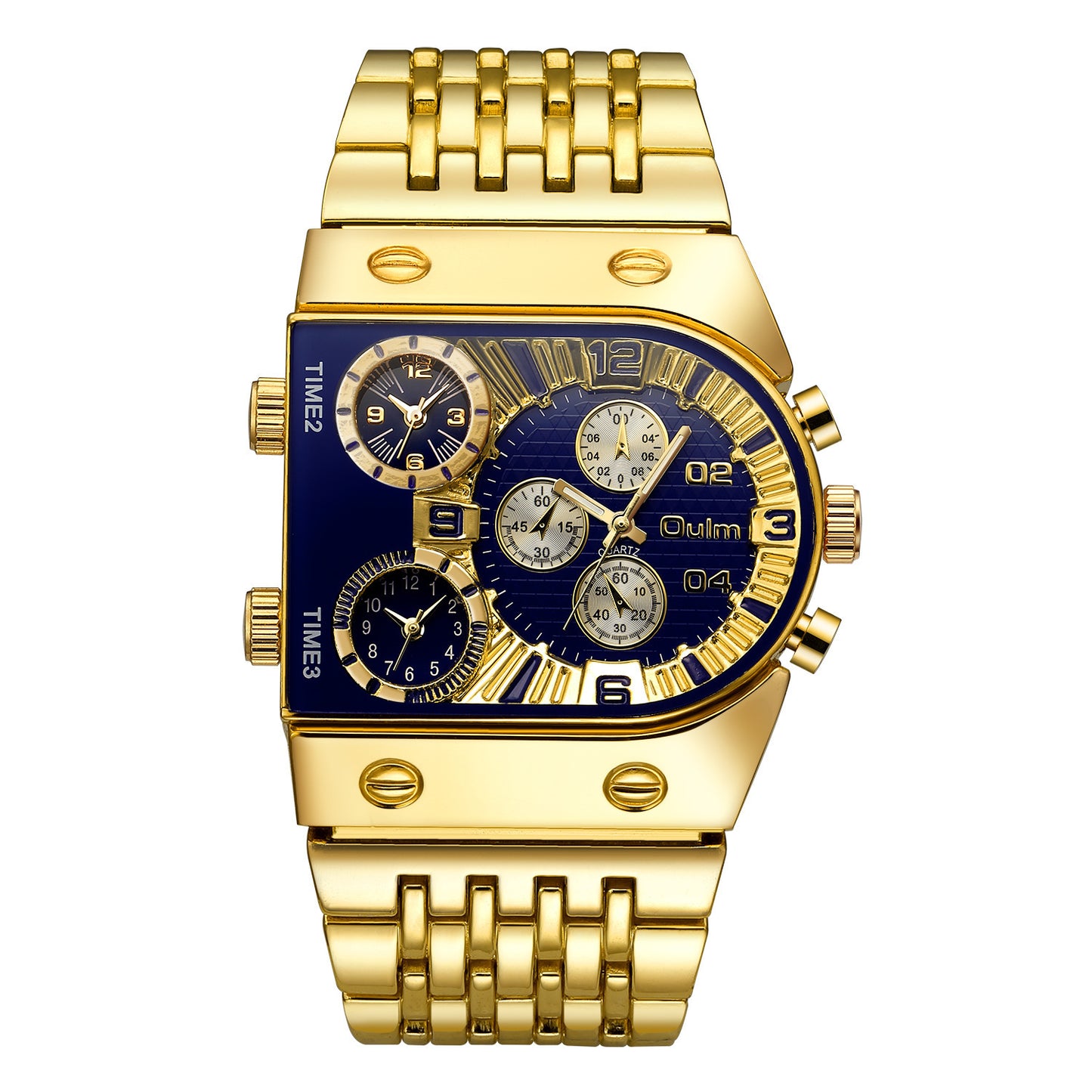 Multi-Time Zone Luminous Men's Watch with Stainless Steel Band