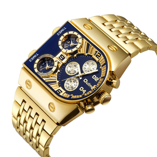 Multi-Time Zone Luminous Men's Watch with Stainless Steel Band