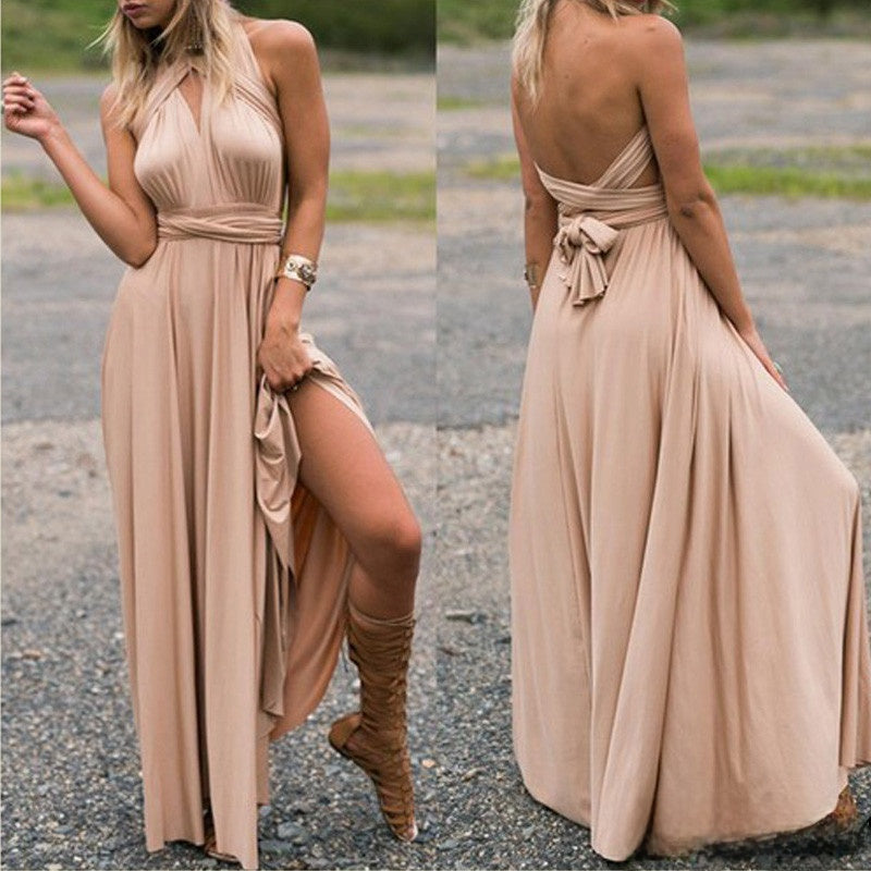 Multi Way Bandage Bodycon Long Dress Sexy Rope Design