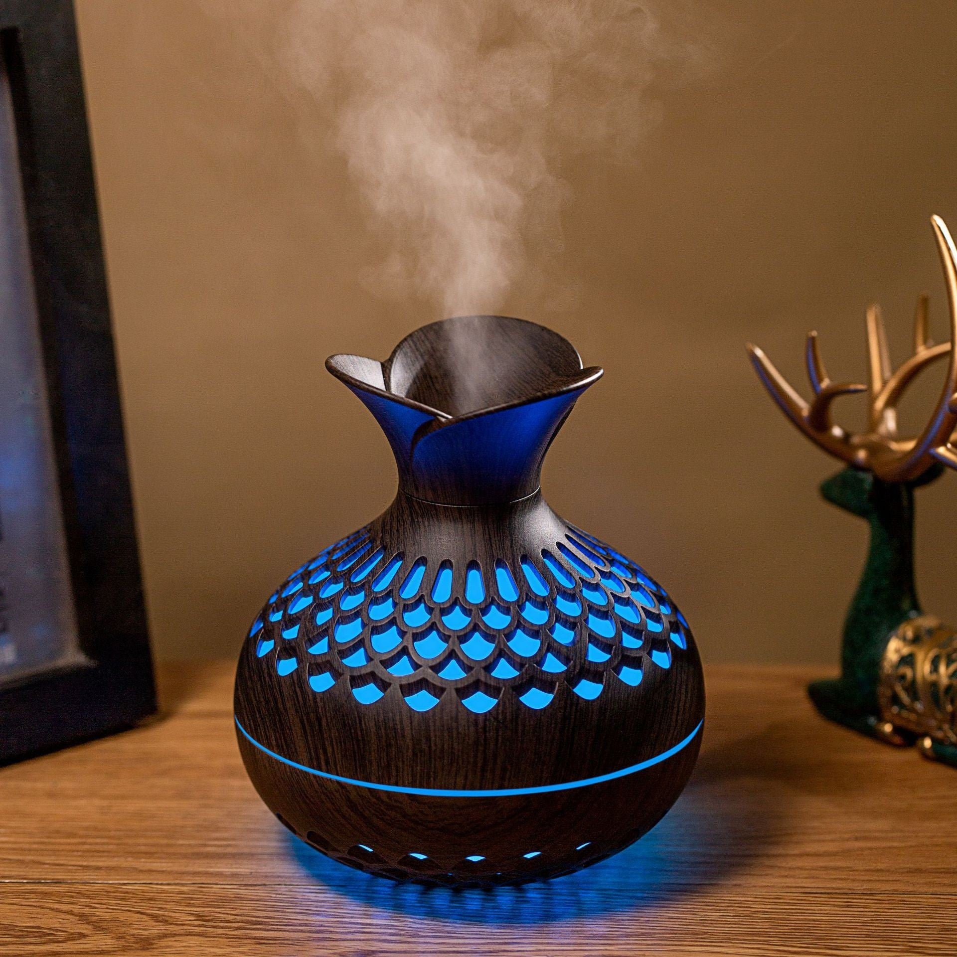 Multicolor Wood Grain USB Humidifier with Night Light