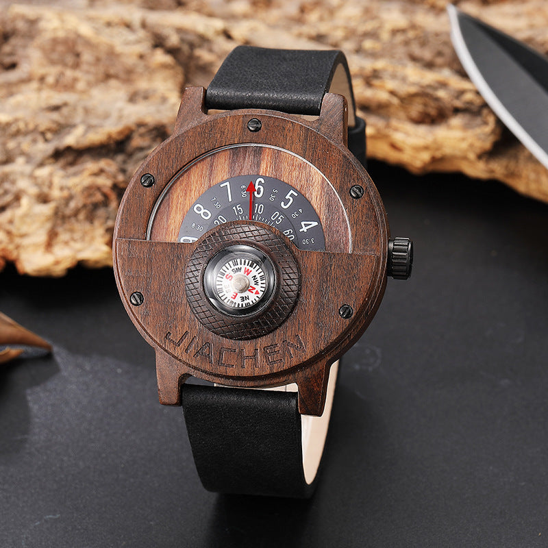 Multifunction Compass Wooden Watch