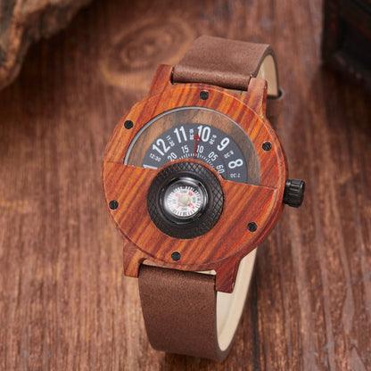 Multifunction Compass Wooden Watch