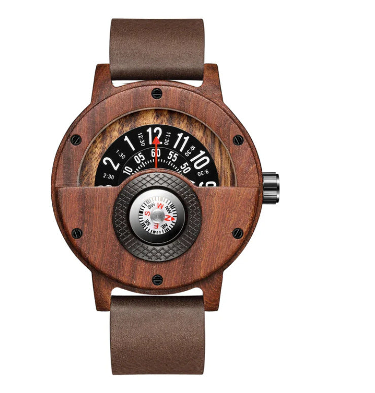 Multifunction Compass Wooden Watch