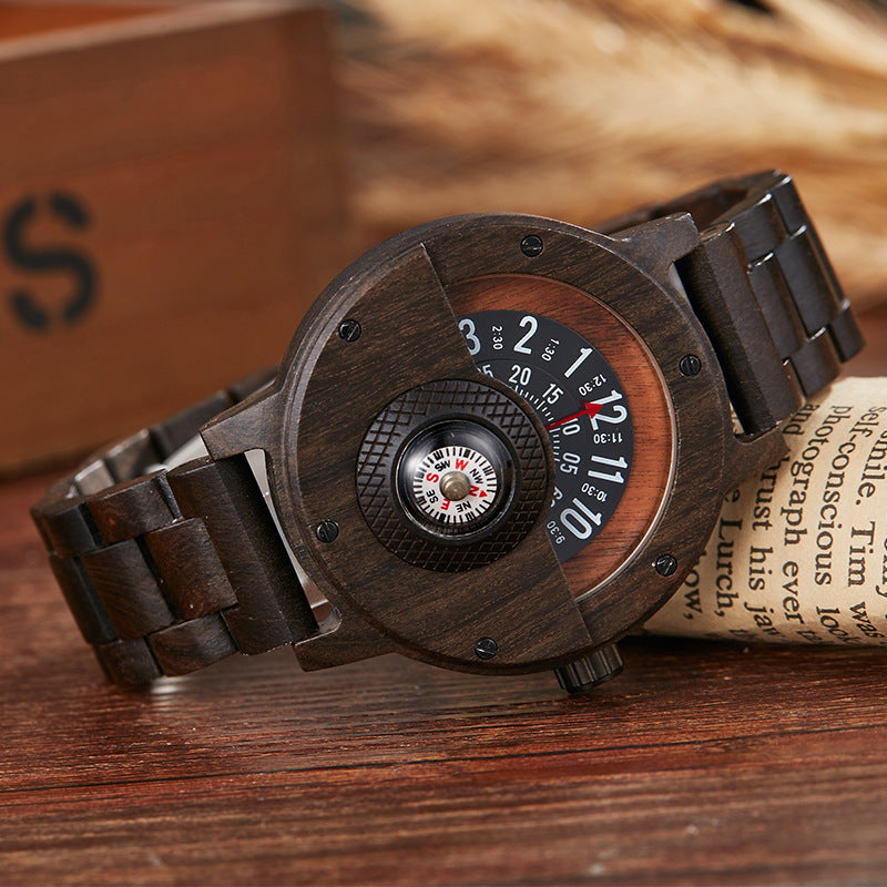 Multifunction Compass Wooden Watch