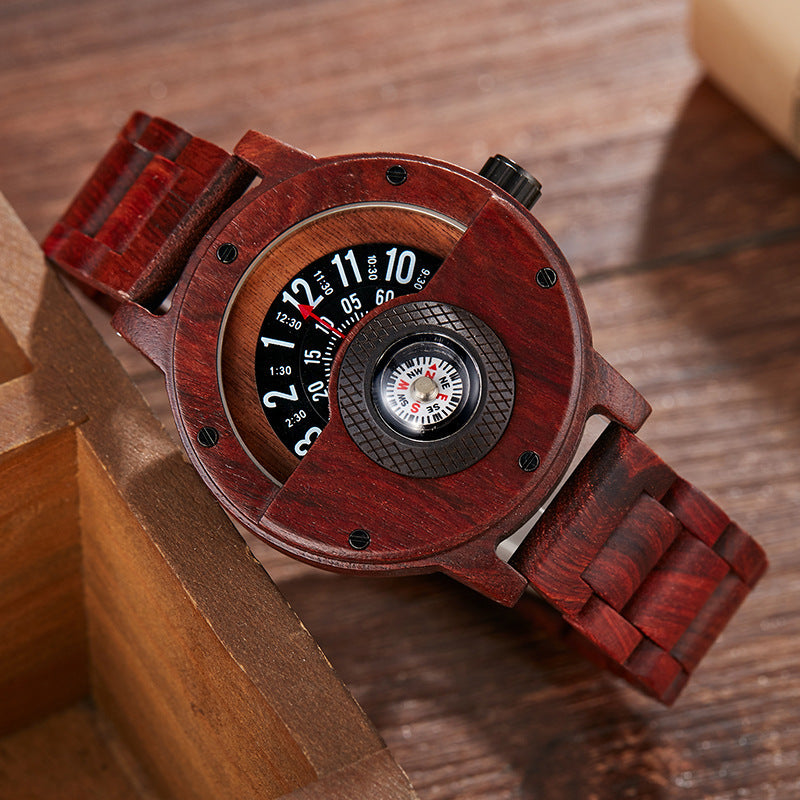 Multifunction Compass Wooden Watch
