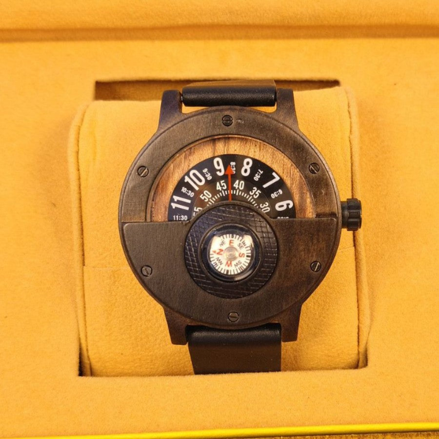 Multifunction Compass Wooden Watch