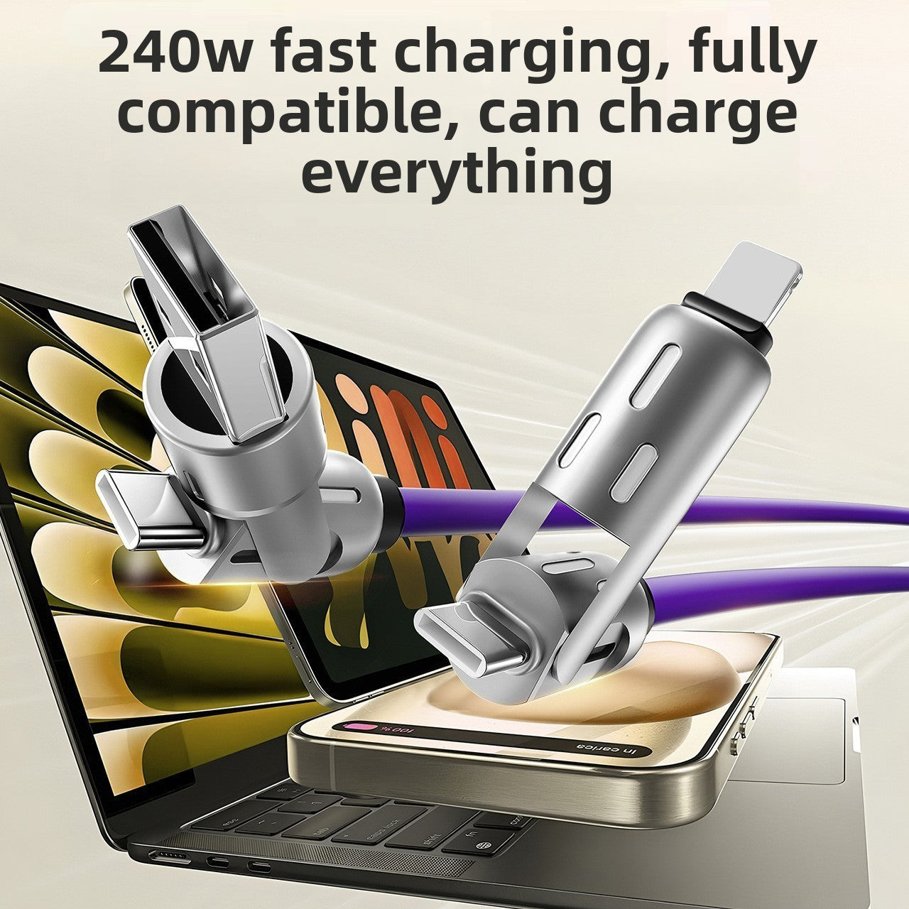 Multifunctional 240W Fast Charging Cable with Light Indicator