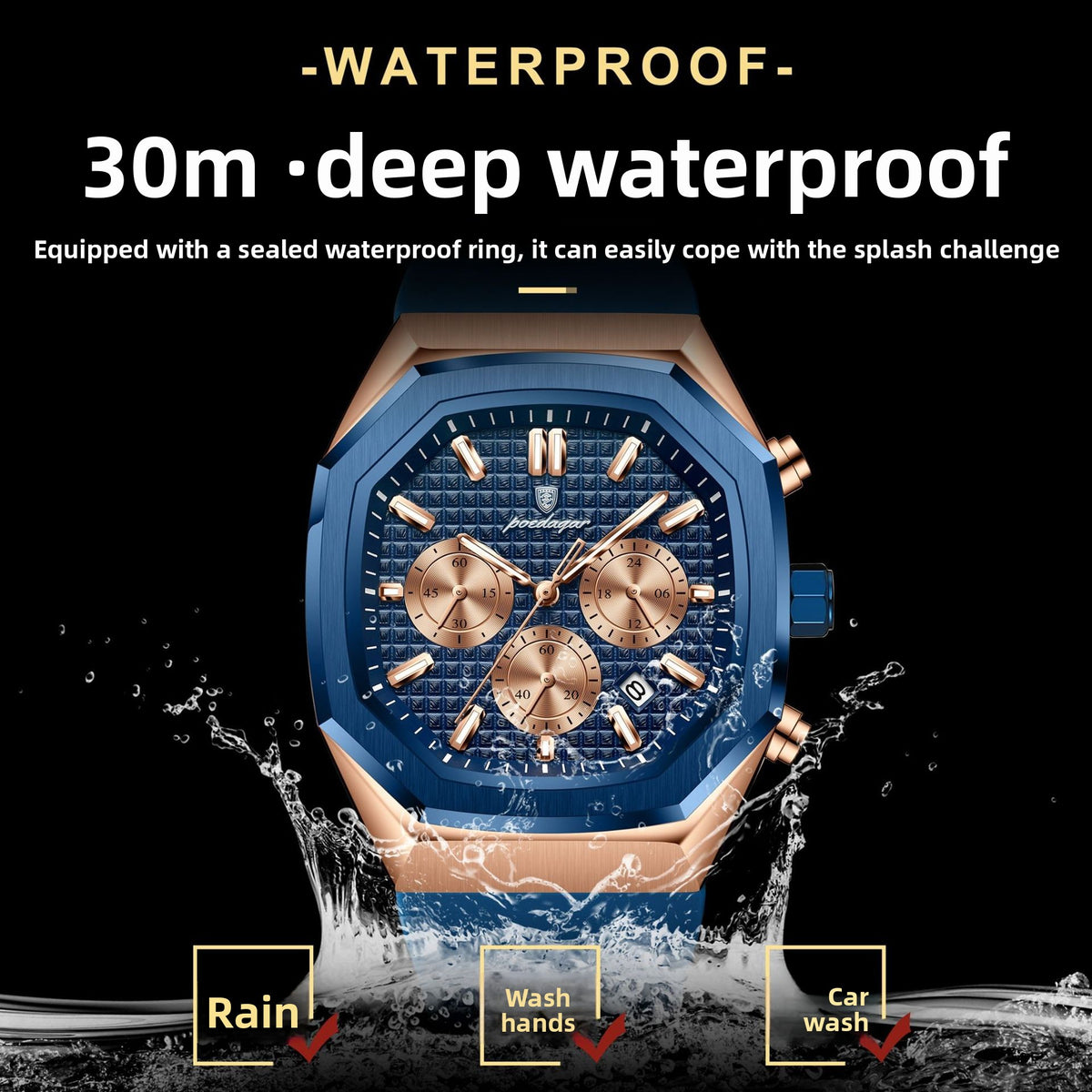 Multifunctional Calendar Mens Watch