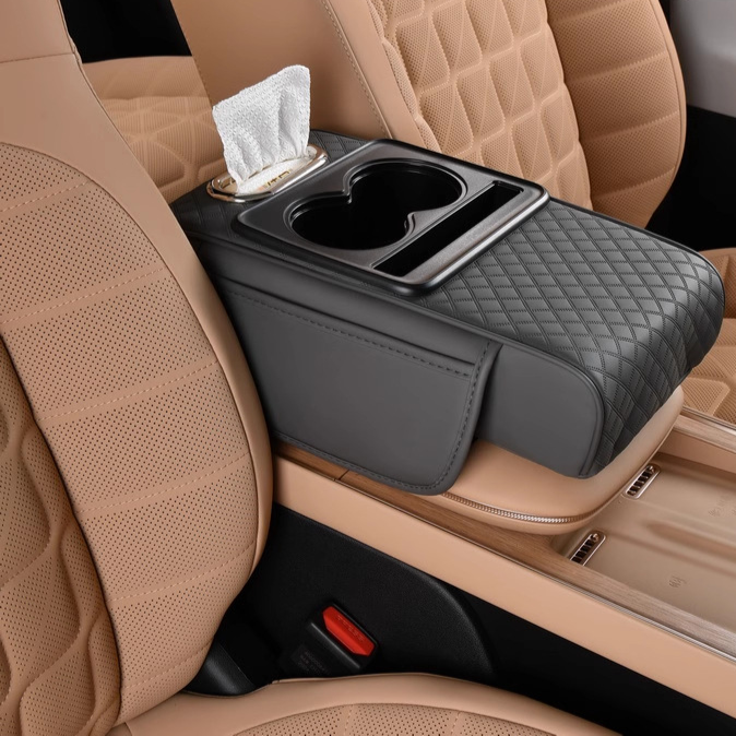 Multifunctional Car Armrest Organizer with Cup Holders