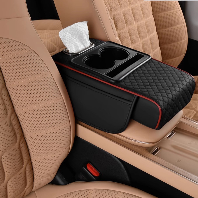 Multifunctional Car Armrest Organizer with Cup Holders