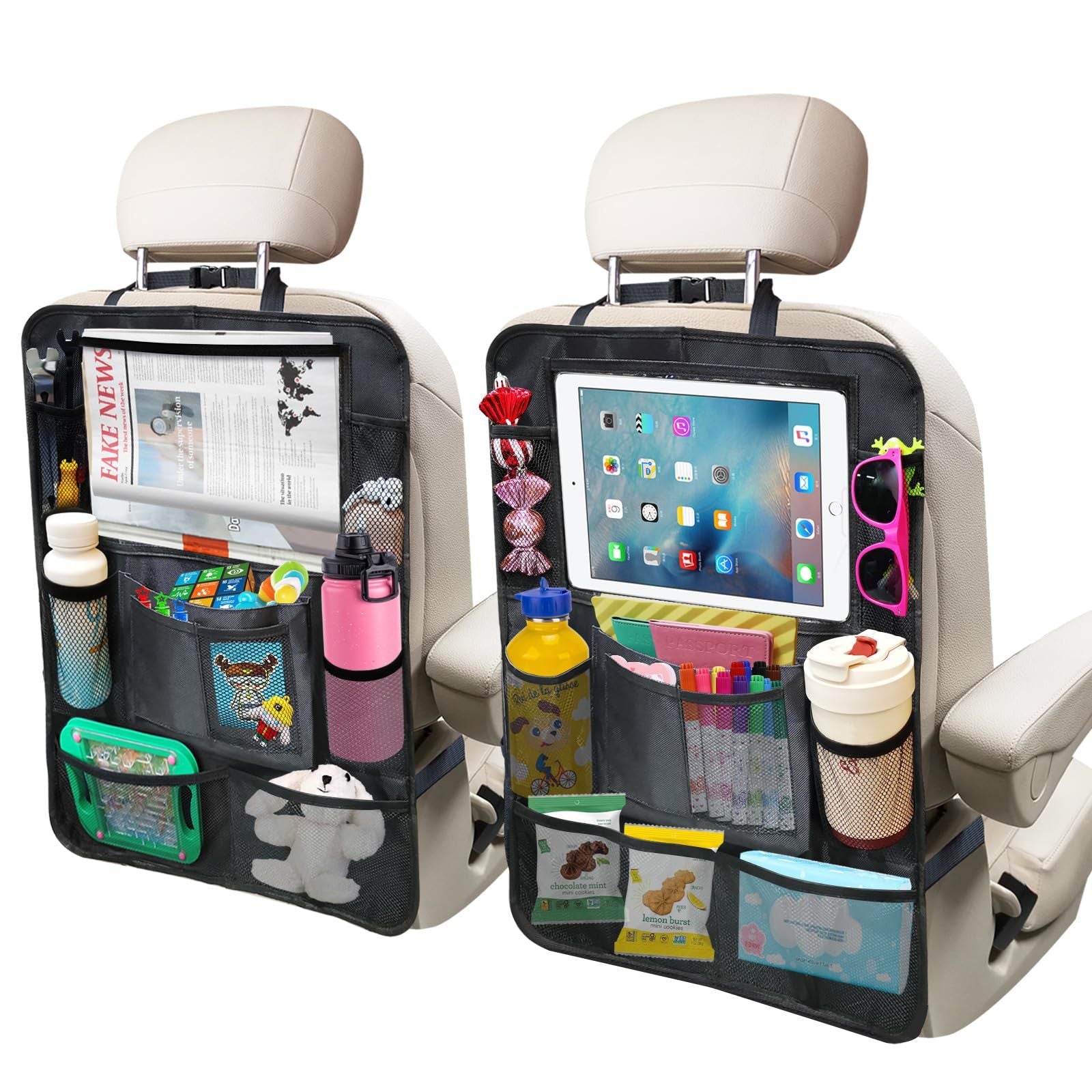 Multifunctional Car Rear Seat Organizer with Trash Can and Cup Holder