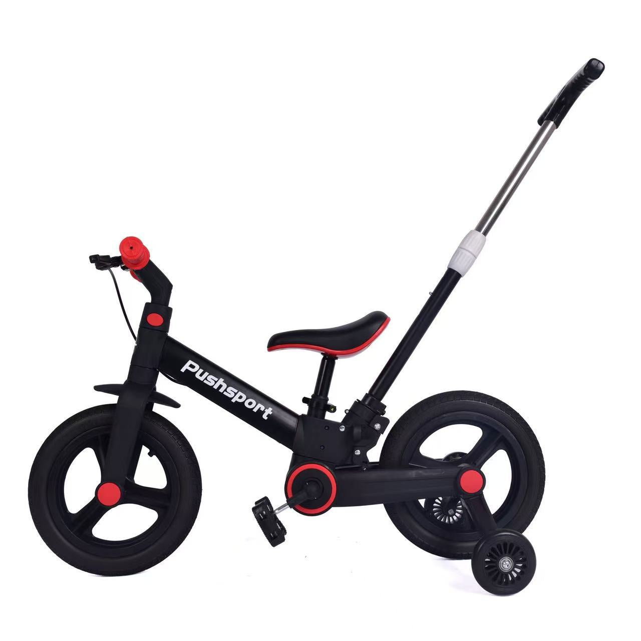 Multifunctional Children Folding Tricycle 2-in-1 Balance Bike with Handbrake and Push Handle