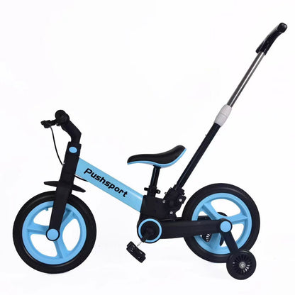 Multifunctional Children Folding Tricycle 2-in-1 Balance Bike with Handbrake and Push Handle