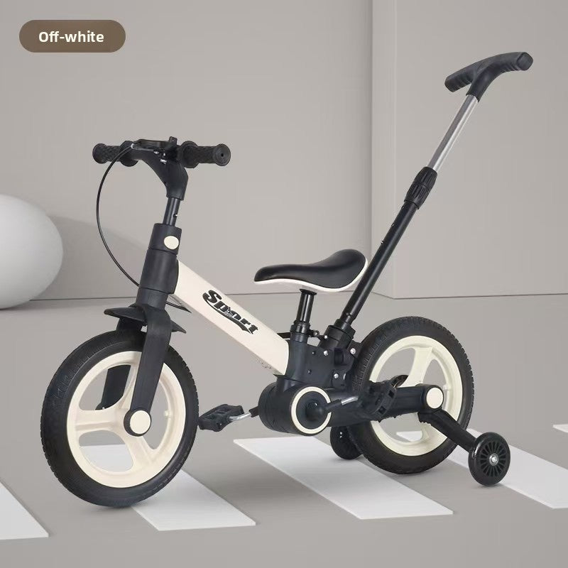 Multifunctional Children Folding Tricycle 2-in-1 Balance Bike with Handbrake and Push Handle