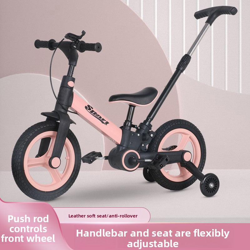 Multifunctional Children Folding Tricycle 2-in-1 Balance Bike with Handbrake and Push Handle
