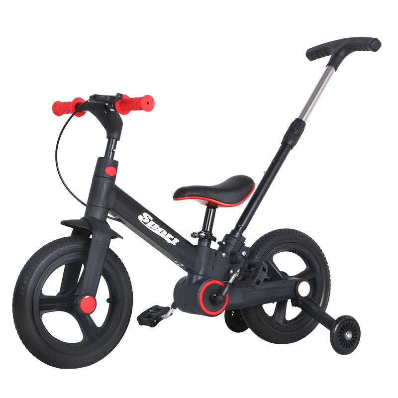 Multifunctional Children Folding Tricycle 2-in-1 Balance Bike with Handbrake and Push Handle