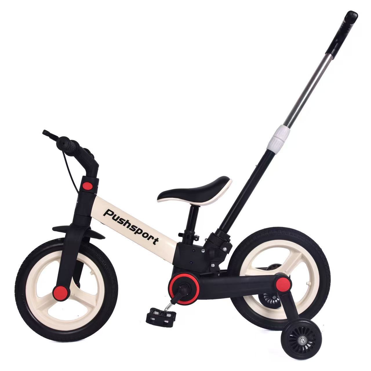 Multifunctional Children Folding Tricycle 2-in-1 Balance Bike with Handbrake and Push Handle