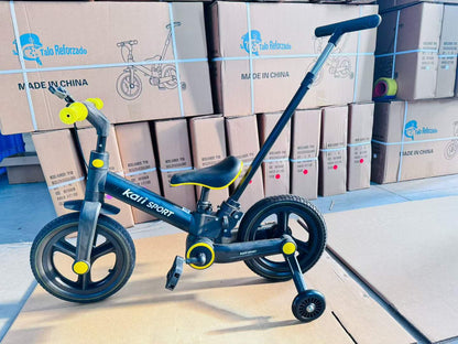 Multifunctional Children Folding Tricycle 2-in-1 Balance Bike with Handbrake and Push Handle