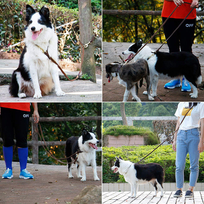 Multifunctional Cowhide Dog Leash