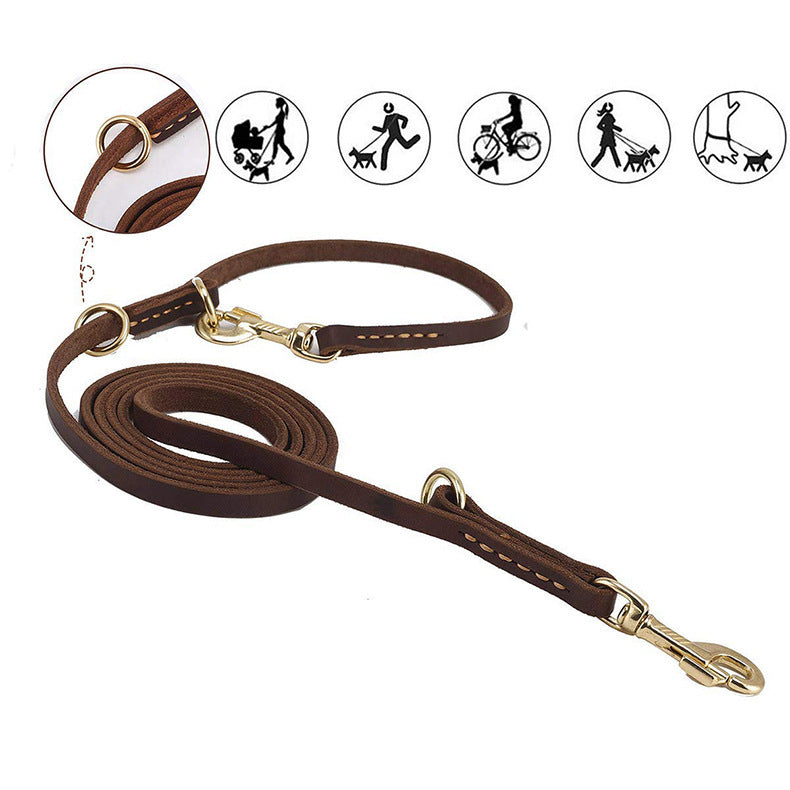 Multifunctional Cowhide Dog Leash