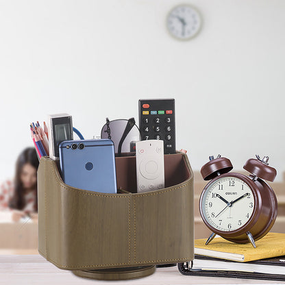 multifunctional desktop storage box leather rack