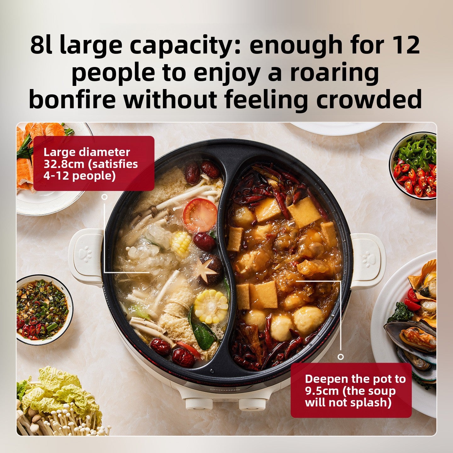 Multifunctional Electric Hot Pot with Dual Temperature Control