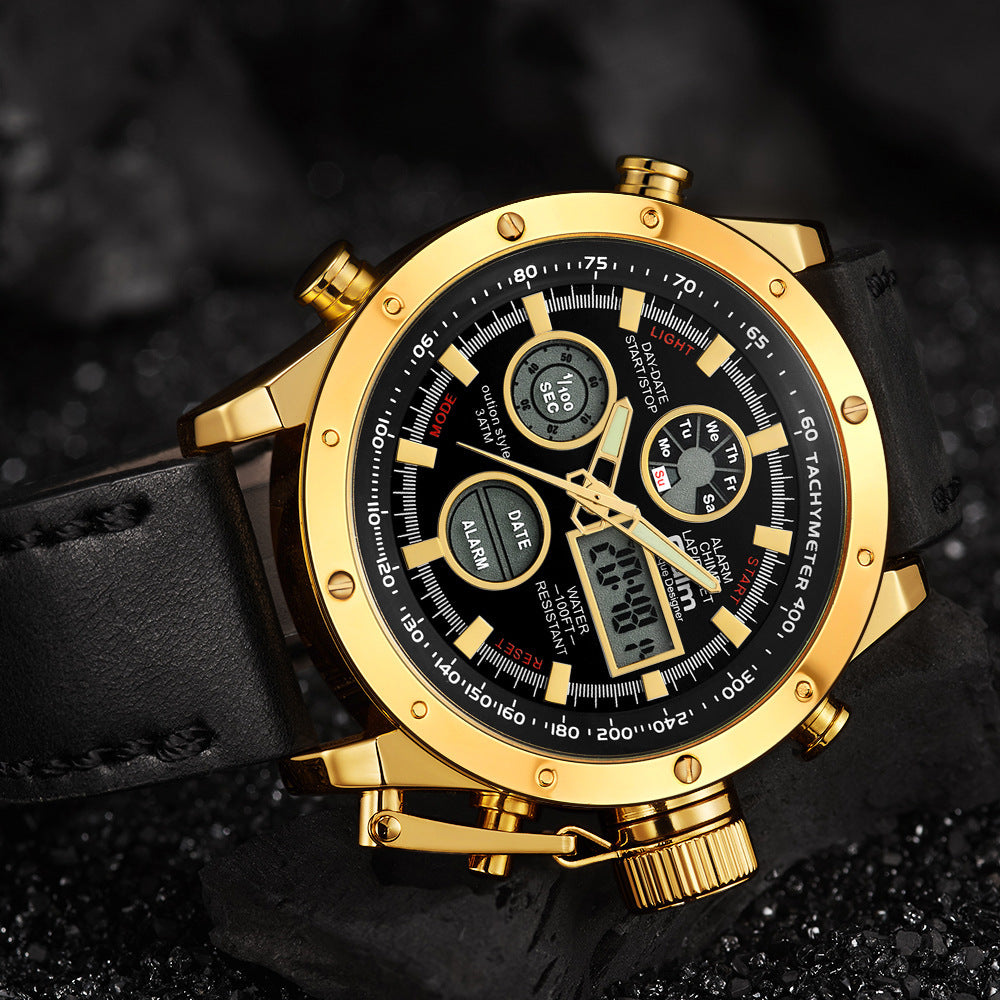 Multifunctional genuine leather watch