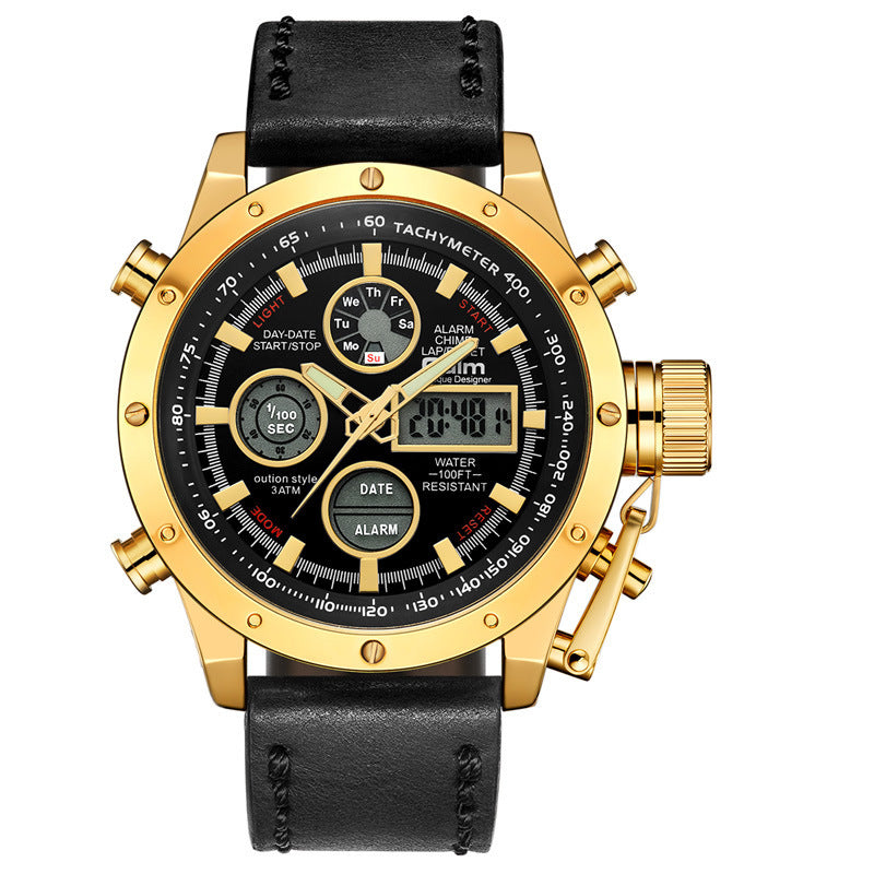 Multifunctional genuine leather watch
