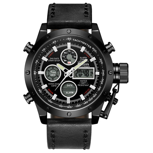 Multifunctional genuine leather watch