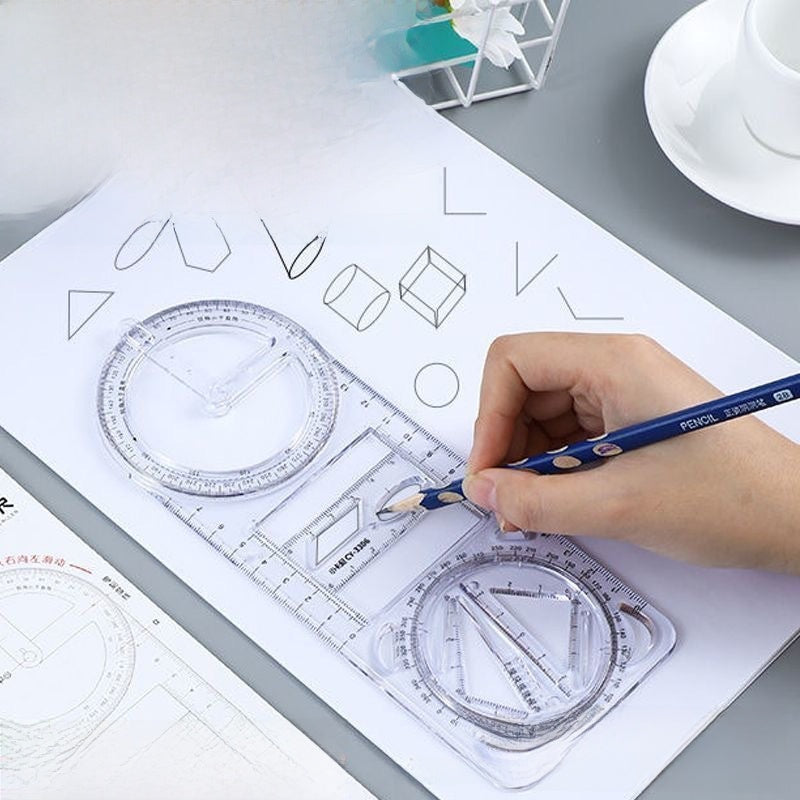 Multifunctional Geometric Drawing Ruler Set