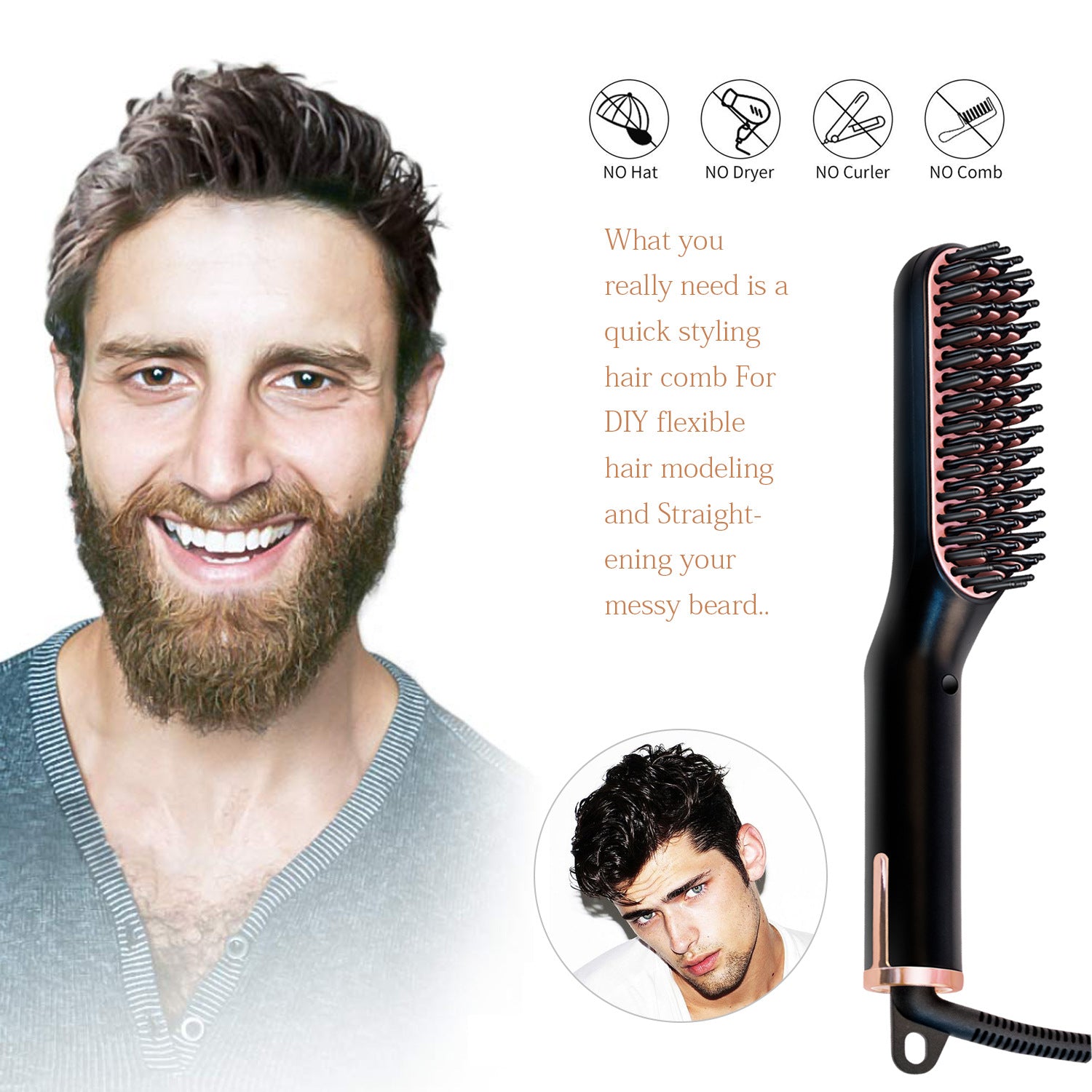 Multifunctional Hair Straightening and Curling Comb